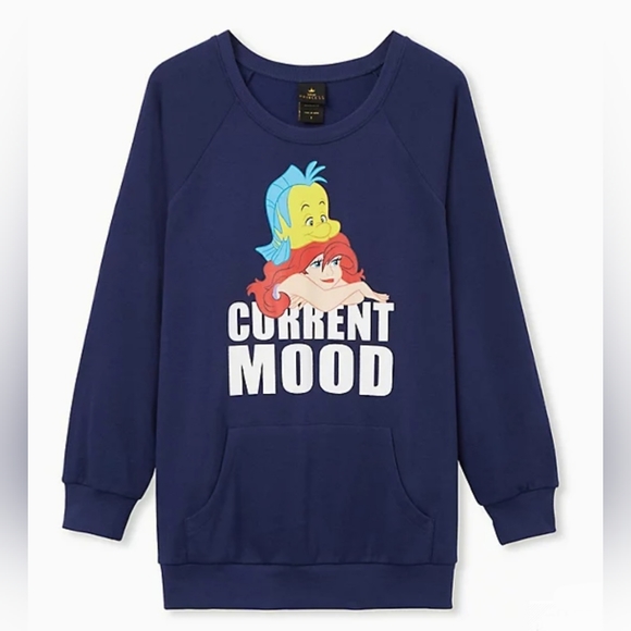 TORRID Disney The Little Mermaid "Current Mood" Navy Fleece Sweatshirt! NWT! - Picture 3 of 6